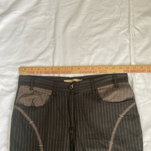 Women's Dark Brown Pinstripe Steampunk Trousers Pants Medium Lagenlook Unique - Picture 8 of 15